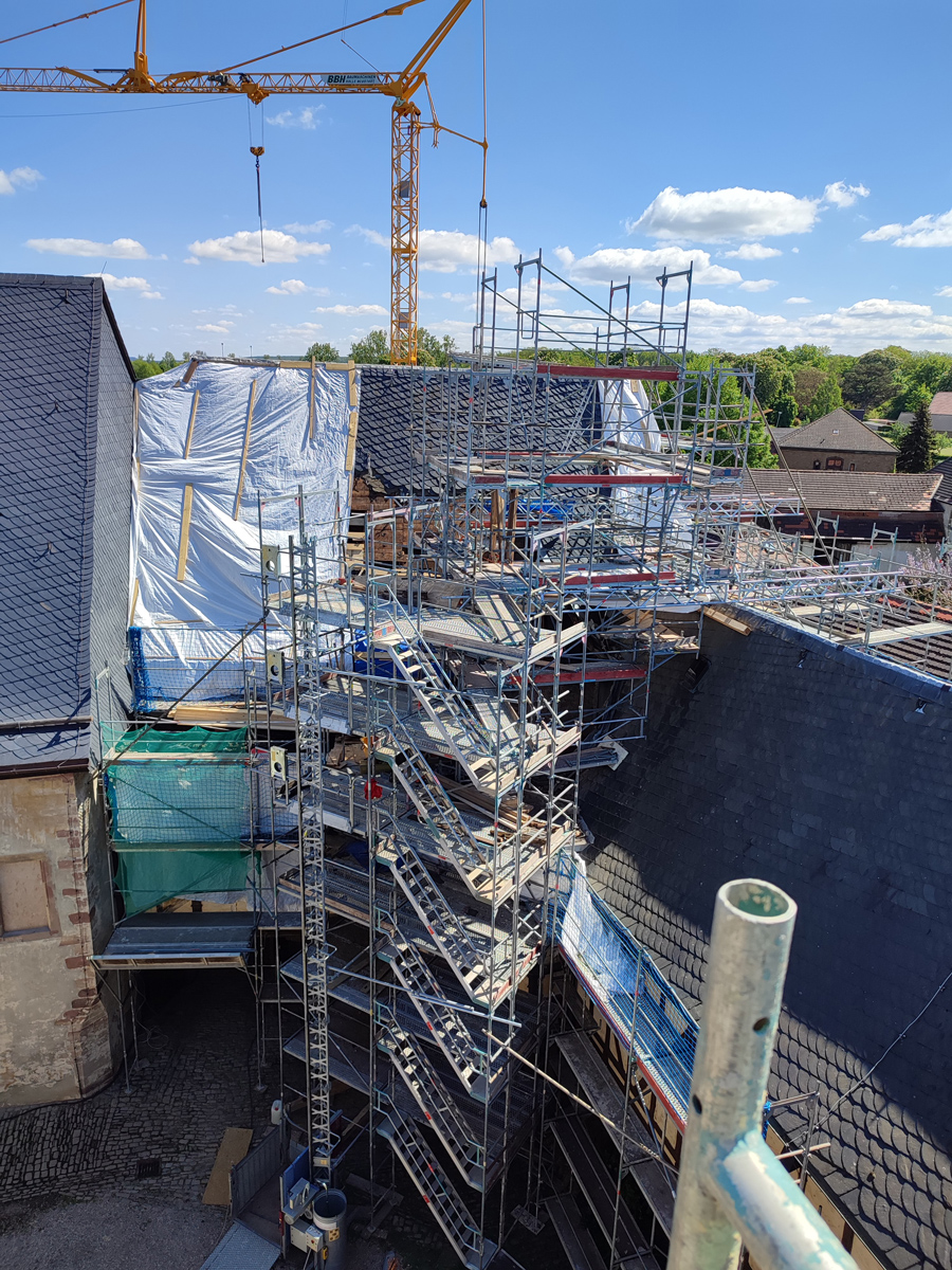 Kernburg, Sanierung Treppenturm, Mai/Juni 2025